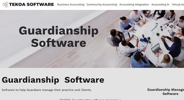 Tekoa Software home page for professional fiduciary firms and guardianship agencies